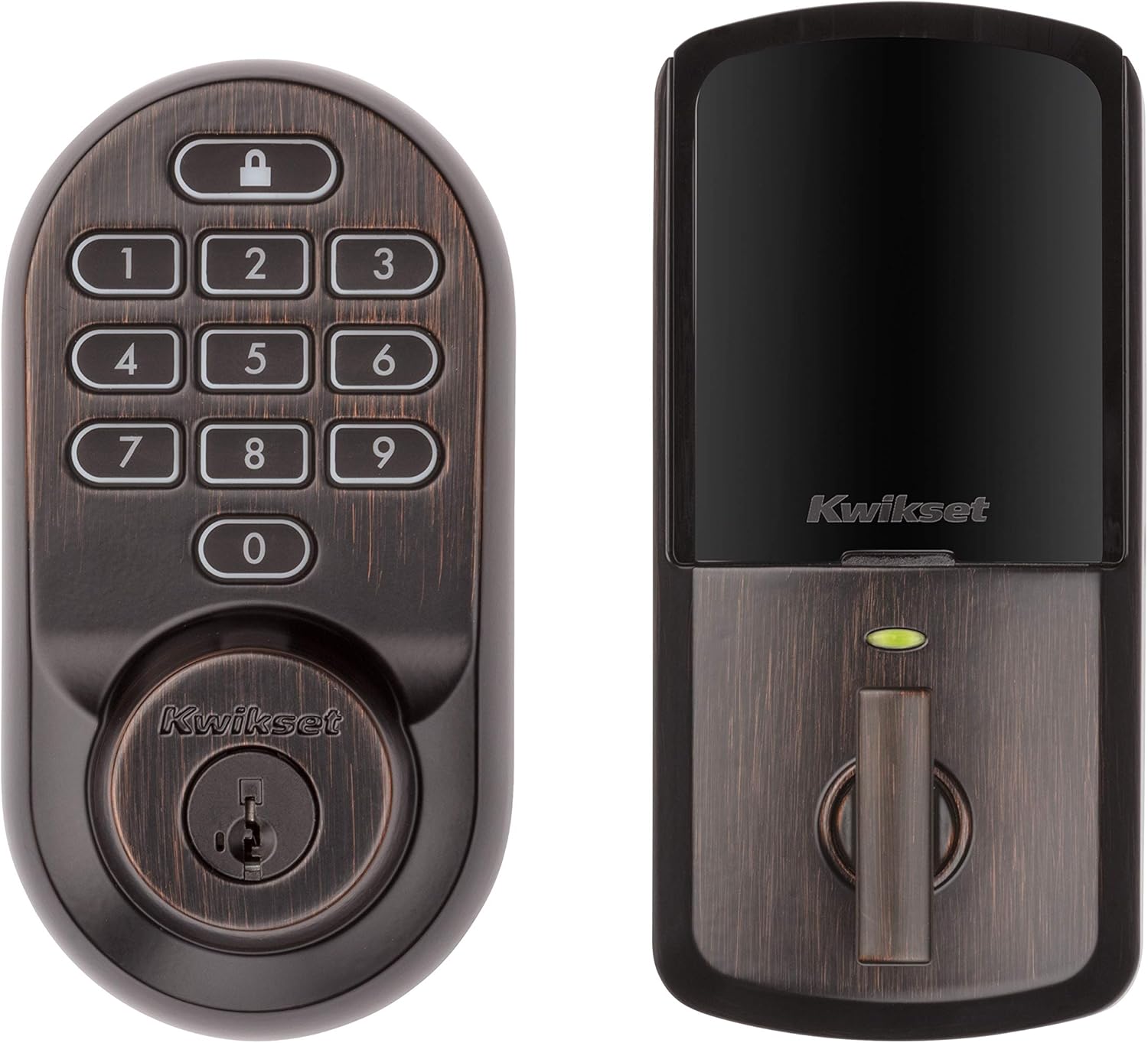 Kwikset 99380-001 Halo Wi-Fi Smart Lock, Satin Nickel & 98150-002 Avalon Exterior Handle Only with Tustin Right Left-Handed Levers in, Satin Nickel