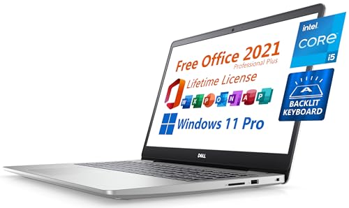 Dell Inspiron 15 Business Laptop, Free Microsoft Office 2021 with Lifetime License, 15.6" FHD Display, Intel 4-Core i5-1035G1, RJ45, Backlit Keyboard, Fingerprint Reader