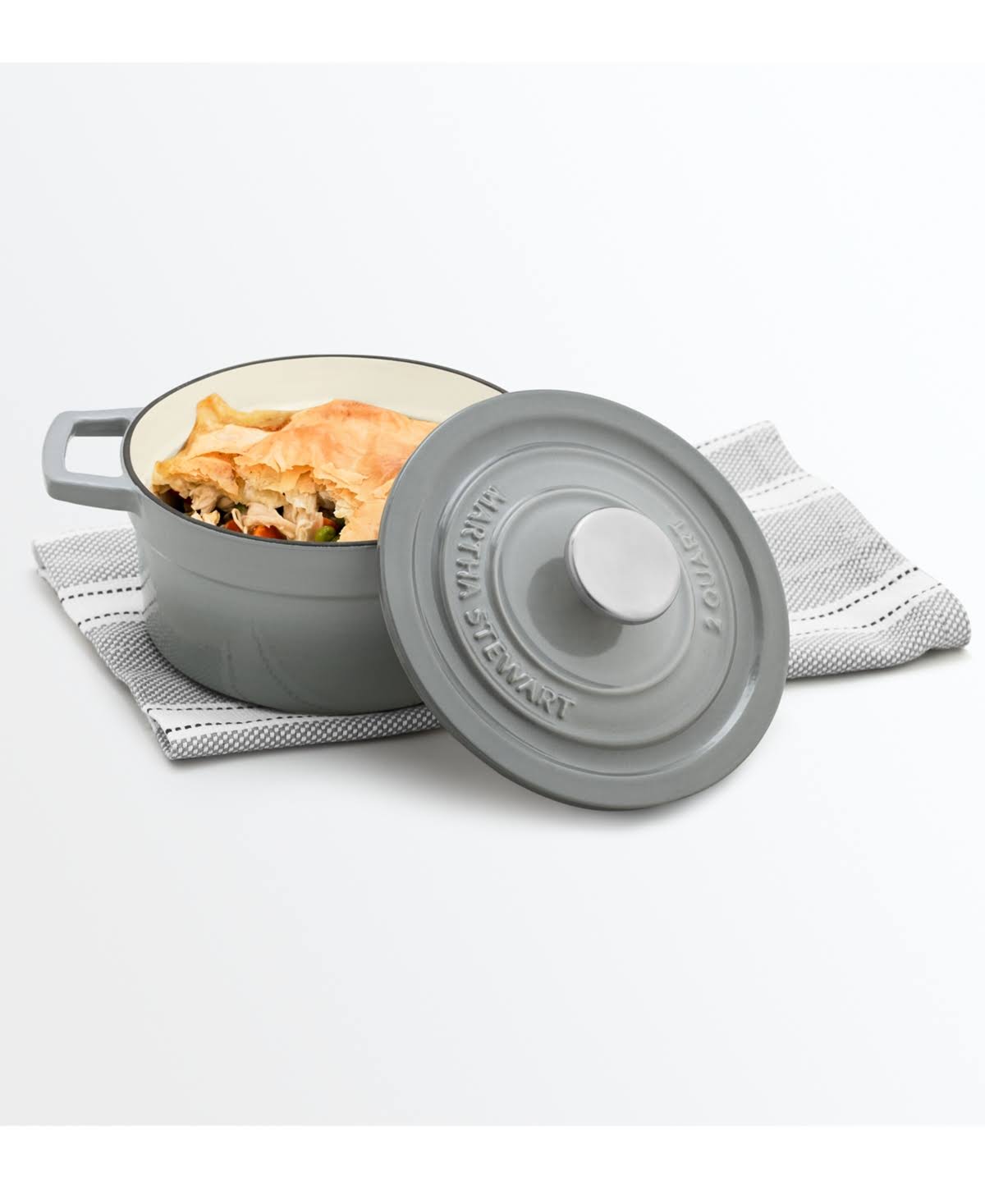 Martha Stewart Collection Enameled Cast Iron 2-Qt. Round Covered Dutch Oven, Created for Macy&s - Charcoal
