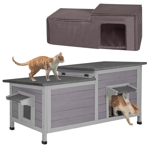 GUTINNEEN Outdoor Cat House Insulated for Winter Weatherproof Feral Cat Shelter
