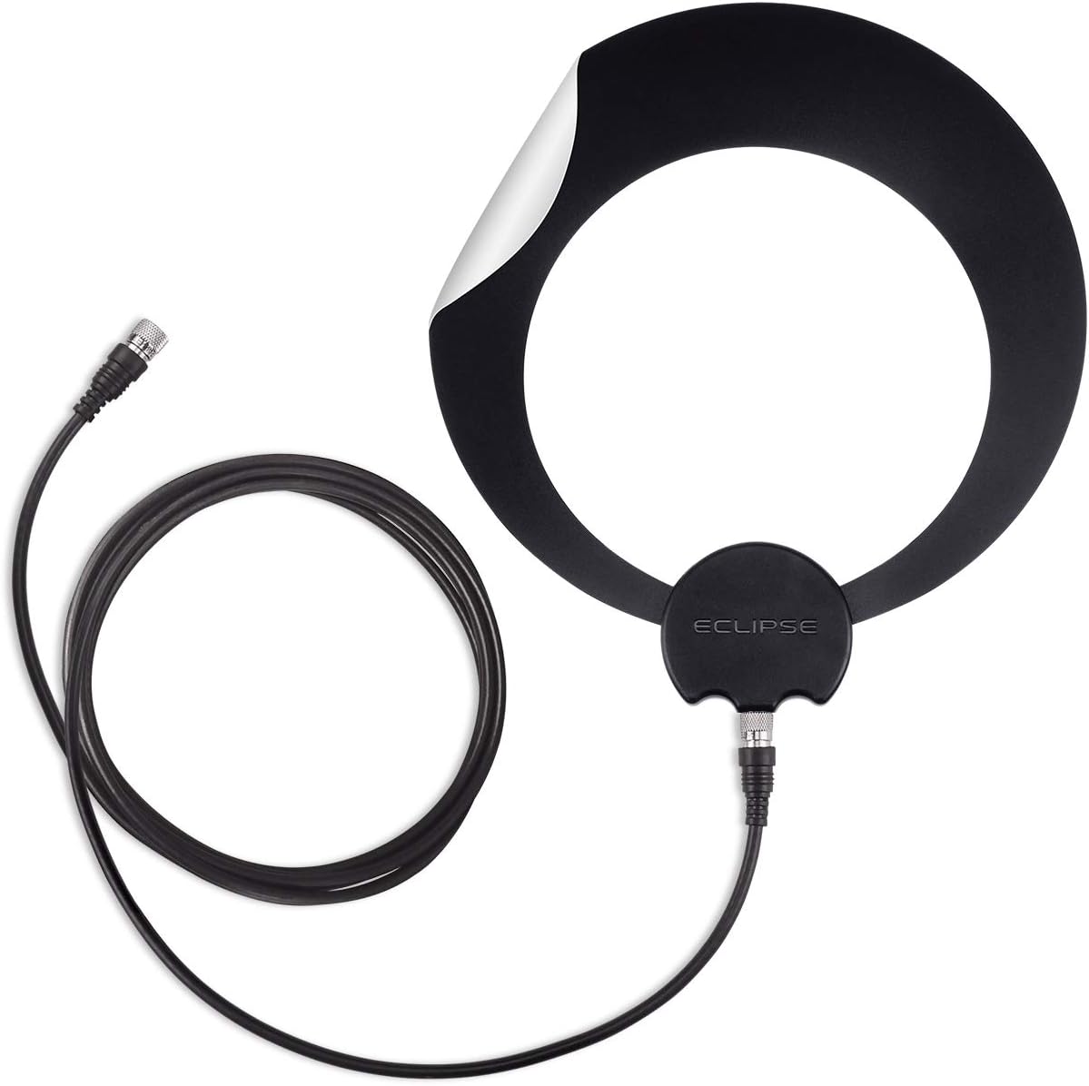 Antennas Direct ClearStream Eclipse TV Antenna, 35+ Miles Range, Multi-Directional, Grips to Walls and Windows, 12 ft. Detachable Coaxial Cable, Black or White, 4K Ready (ECL), compact