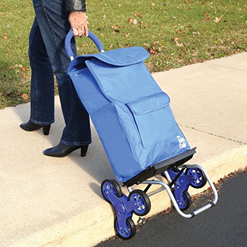 dbest products Stair Climber Trolley Dolly Folding Grocery Cart 3 Wheels Heavy Duty & Bigger Trolley Dolly, Blue Shopping Grocery Foldable Cart