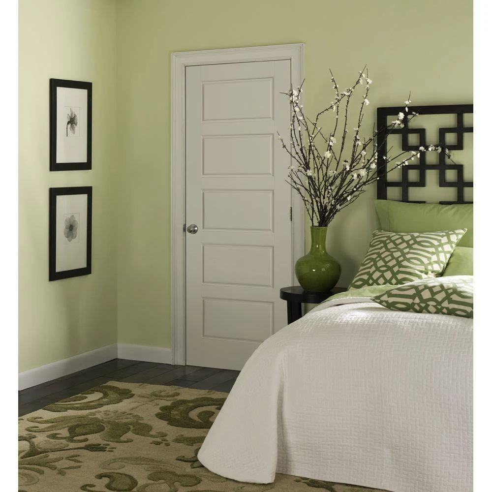 Masonite 36 in. x 80 in. Riverside 5-Panel Left-Handed Hollow-Core Smooth Primed Composite Single Prehung Interior Door