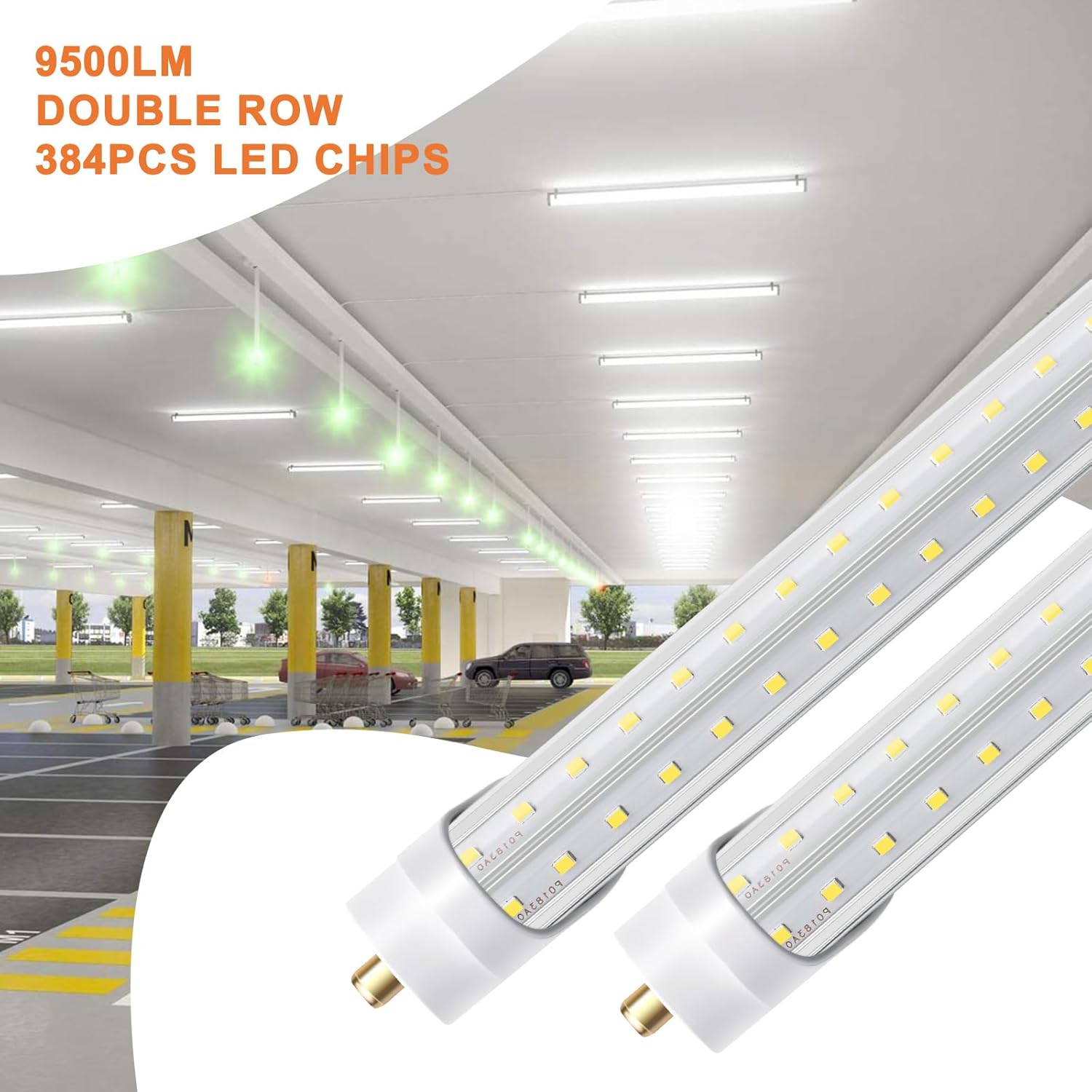 8ft LED Bulbs, 8 Foot LED Shop Light Bulb 72W 6000K 10000lm, Super Bright,T8 T10 T12 V shape FA8 Lights, Clear Cover, F96T12 Bulbs to Replace Fluorescent Light Bulbs(Pack of 12)