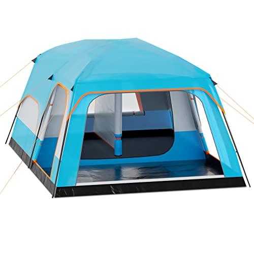 MoNiBloom 5-8 Person Tent for Camping Extra Large Portable Cabin Huge Tent, Waterproof Windproof 1 Living Room and 2 Bedroom 181''Length Tent with Carry Bag for Outdoor Picnic Family Gathering, Coffee