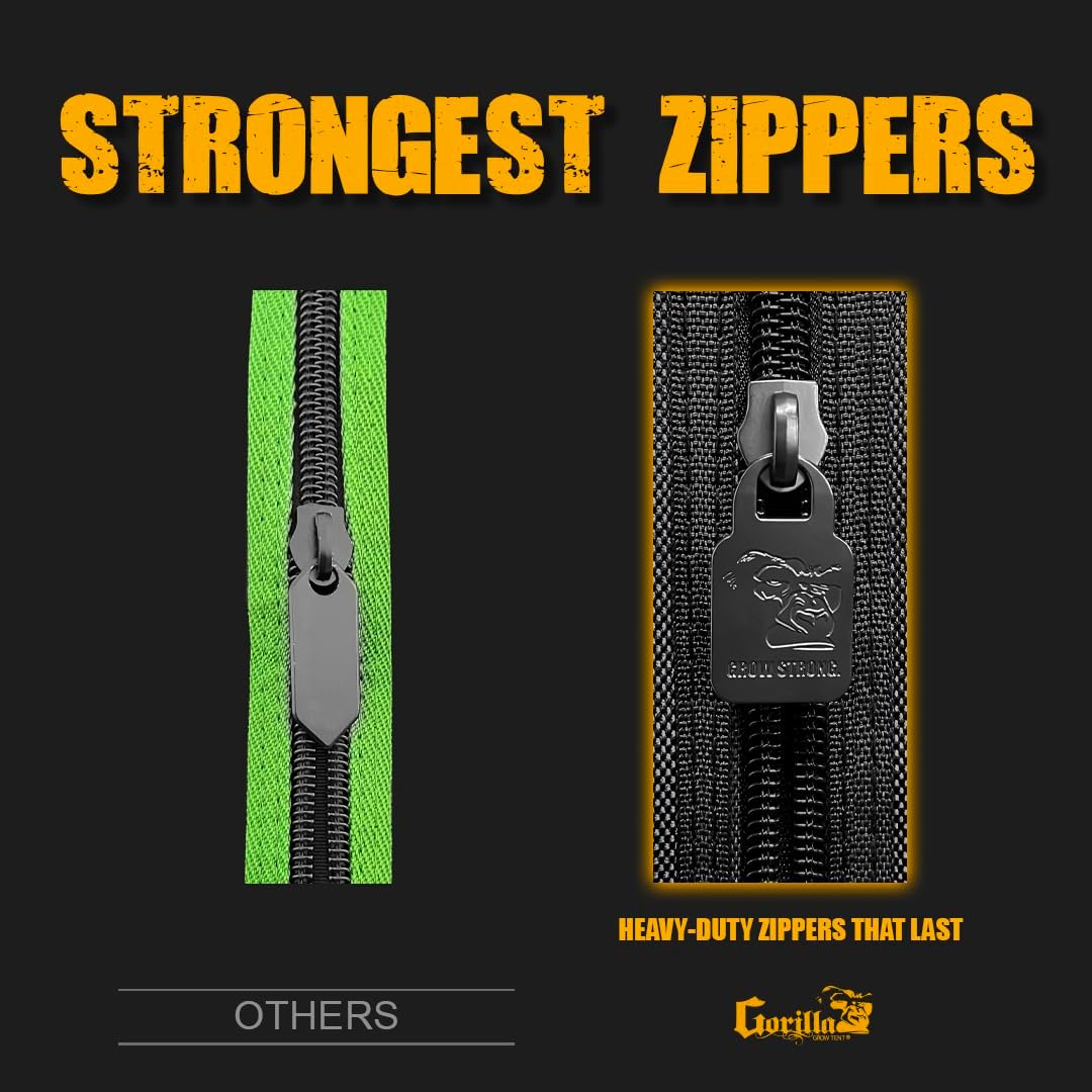 The All New Gorilla Grow Tent 4X4X6'8" - Tallest, Thickest, Strongest - Unmatched Durability in Hydroponic Indoor Grow Tents, 300lbs Hang Weight Capacity, Industrial Fabric, Reflective Interior