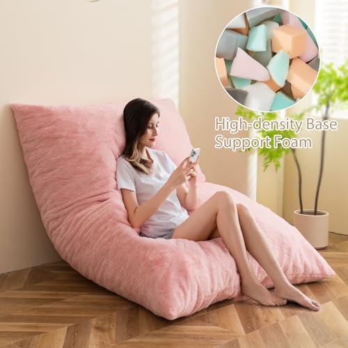 BYBYME 3 in 1 Bean Bag Chairs, Bean Bag Bed for Adults High-Density Foam Filling, Convertible Sofa Bed Faux Fur, Giant Bean Bag Chairs for Adults