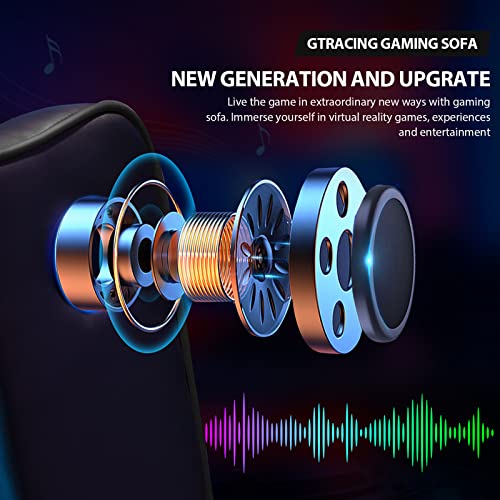 GTRACING Gaming Recliner Chair with Bluetooth Speakers Racing Style Single Gaming Sofa Modern Living Room Recliners Ergonomic Comfortable Massage Home Theater Seating, Black
