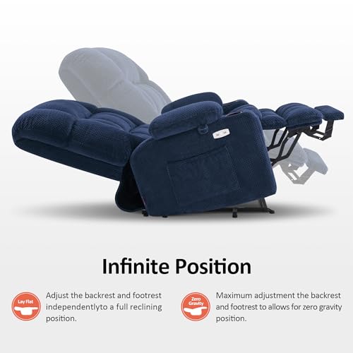 MCombo Dual Motor Power Lift Recliner Chair with Massage and Heat for Elderly People, Infinite Position, USB Ports, Cup Holders, Fabric 7890 (Medium-Regular, Burgundy)