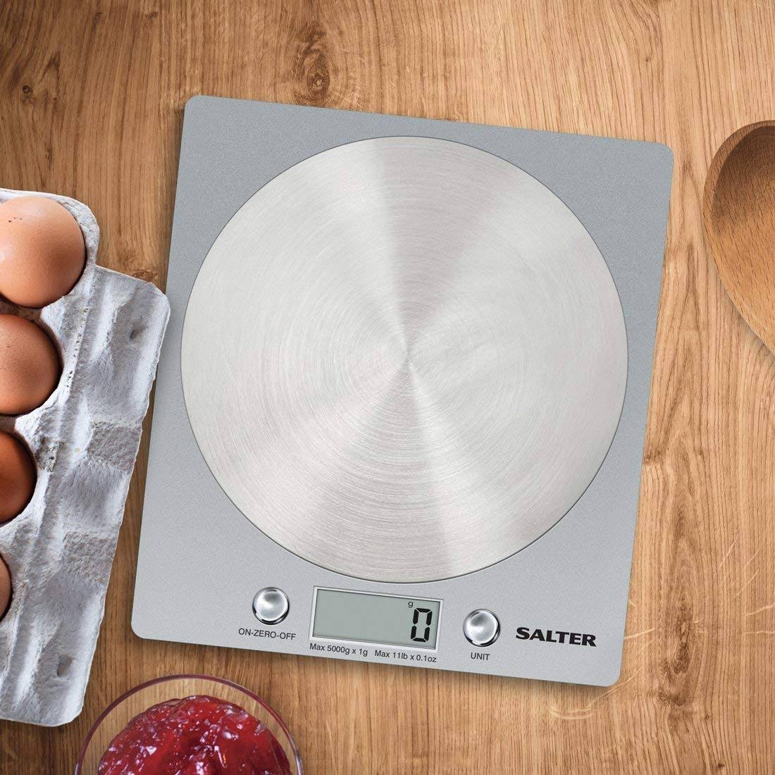 Salter Digital Kitchen Weighing Scales - Slim Design Electronic Cooking Appliance for Home / Kitchen, Weigh Food Up to 5kg Aquat