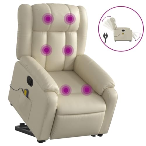 vidaXL Gray Faux Leather Electric Massage Recliner Chair with Power Lift and Reclining Functions for Living Room Comfort