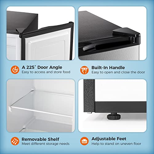 Kismile Compact Upright Freezer with Reversible Single Door,Removable Shelves Mini Freezer with Adjustable Thermostat for Home/Kitchen/Office