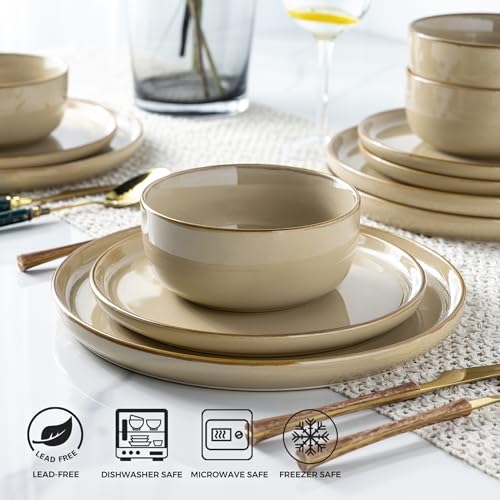 Ceramic Dinnerware Sets for 6, 18 Pieces Stoneware Plates and Bowls Sets, Chip and Scratch Resistant Dishes, Dishwasher & Microwave Safe, Space Blue