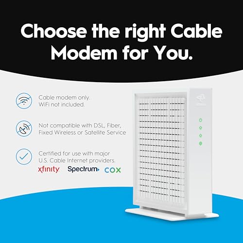 Hitron CODA56 Multi-Gigabit DOCSIS 3.1 Modem | 2.5 Gbps Max Internet Speeds | Certified with Xfinity, Charter Spectrum, Cox | 10x Faster Than DOCSIS 3.0 | 2.5 Gbps Ethernet Cable Modem ONLY