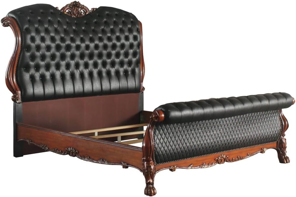 Acme Dresden California King Bed in PU & Cherry Oak
