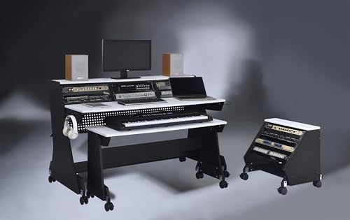 EX88 Series 88 Keys Music Studio Desk Workstation with Rack Cabinet (Black)