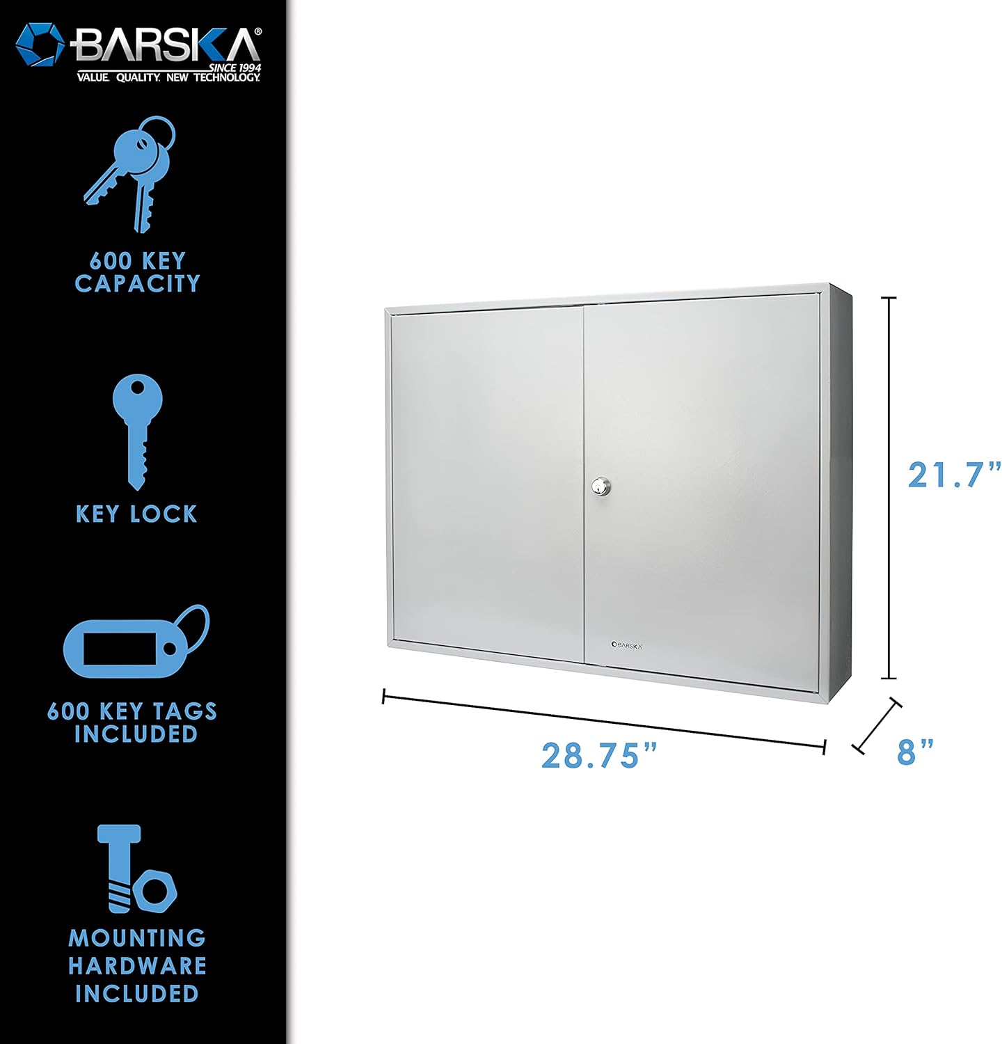 Barska 600 Position Key Cabinet with Key Lock, Grey