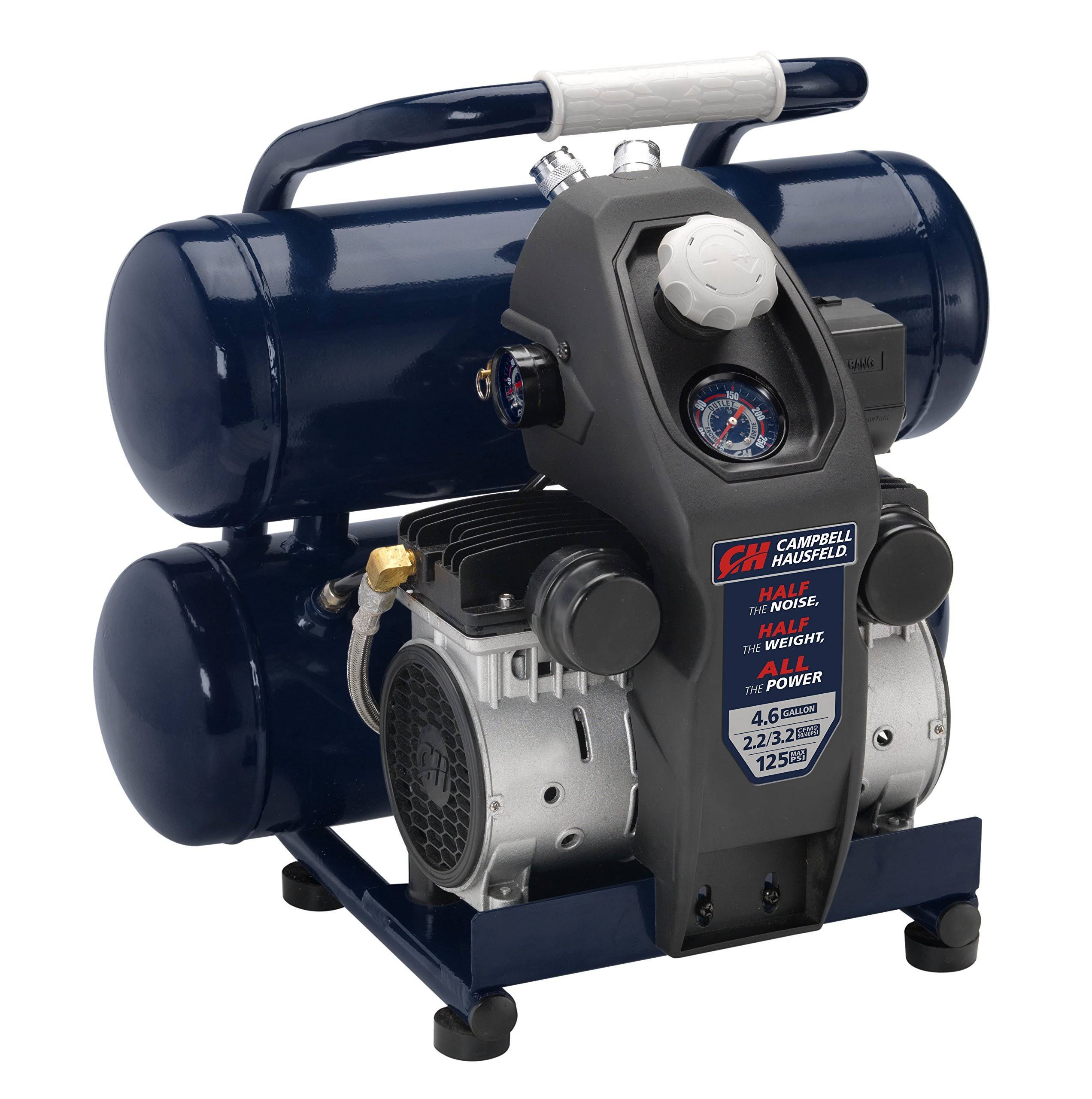 Campbell Hausfeld 1 HP 4.6 Gallon Quiet Series Twin Stack Air Compressor DC040500