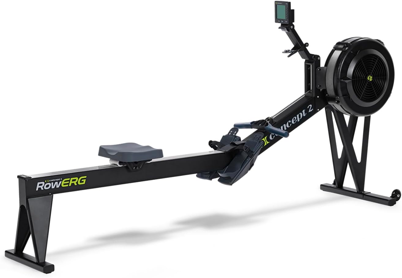 Concept2 RowErg Model E Indoor Rowing Machine with Tall Legs - PM5 Monitor, Device Holder, Adjustable Air Resistance, Easy Storage with FitXion Seat Cushion