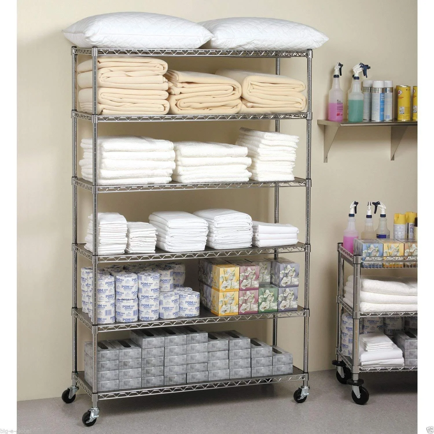NSF Wire Shelving Unit Heavy Duty Garage Storage Shelves Large Black Metal Shelf Organizer 6-Tier Height Adjustable Commercial Grade Storage Rack 6000 LBS Capacity on 4" casters,18" D x 48" W x 76" H