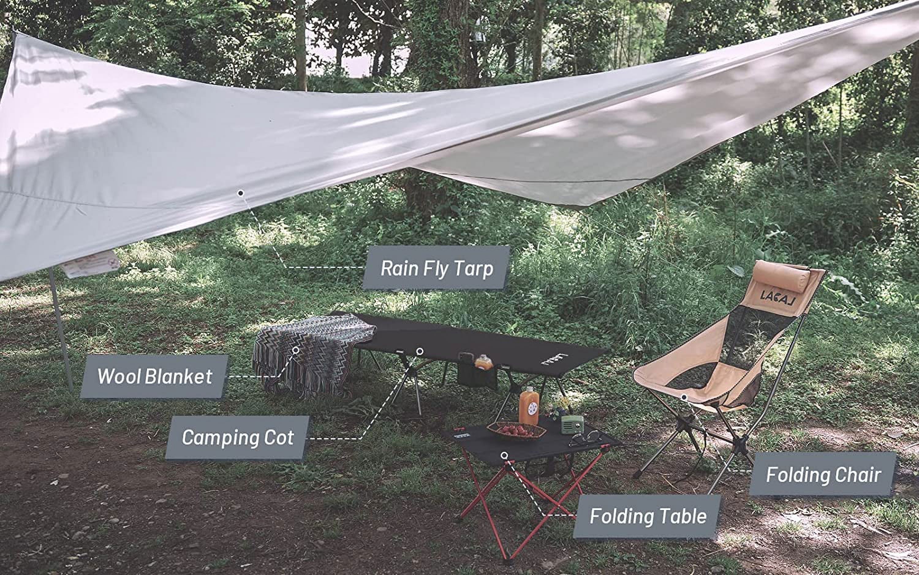 RUO Foldable High/Low 2 Modes Camping Cot with Side Pocket, Extend Legs, Storage Bag, Ultralight & Durable Backpacking Travel Tent Cot, Easy to use for Woman & Man