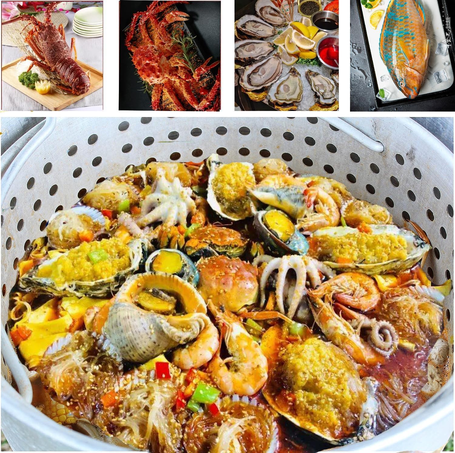 80 Qt Seafood Boil Pot, Aluminum Crawfish Boiler with Steam/Boil Basket & Strainer, 110000BTU Propane Jet Burner w/Support Rack & Lifting Hook, 0-10 PSI Regulator, Outdoor Cooking Shrimp Crab Boiler