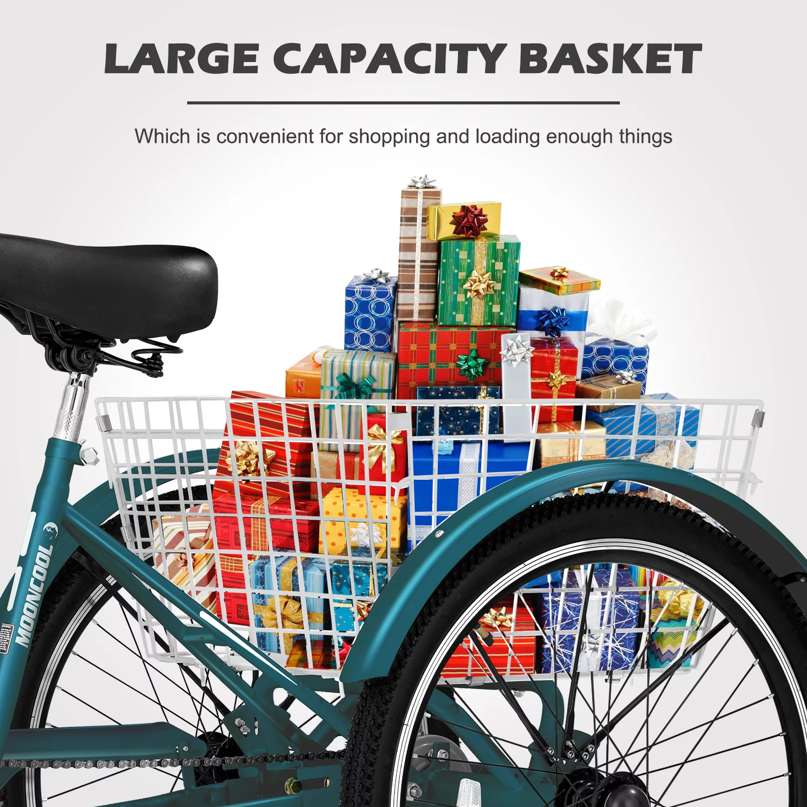 Adult Tricycles Single Speed, Adult Trikes 24 inch 3 Wheel Bikes, Three-Wheeled Bicycles Cruise Trike with Shopping Basket for Seniors, Women, Men
