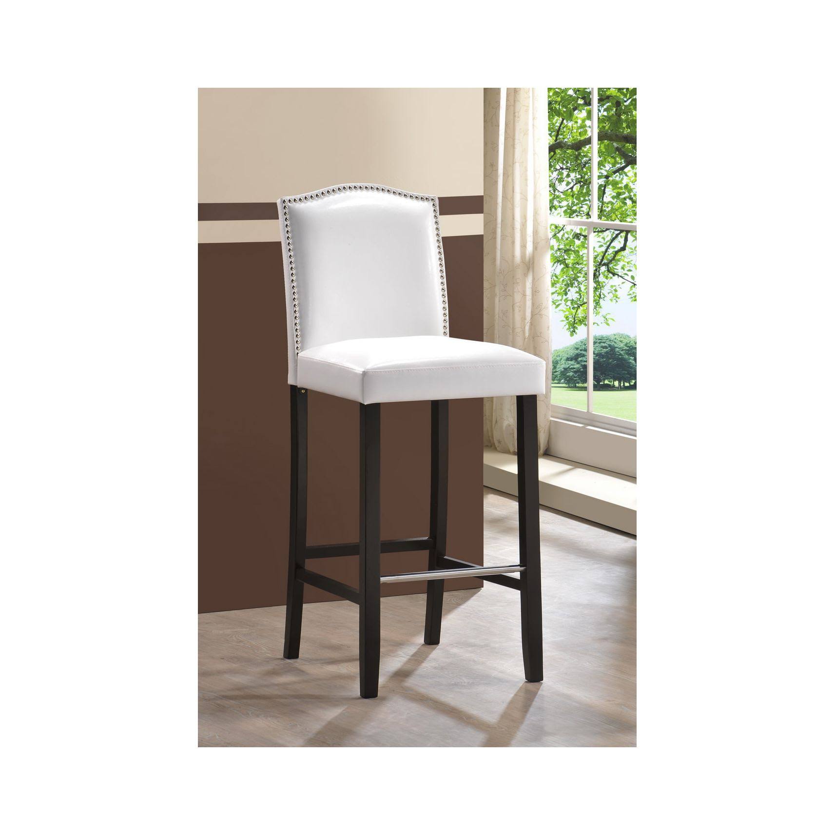 Baxton Studio Libra White Modern Bar Stool with Nail Head Trim (Set of 2)