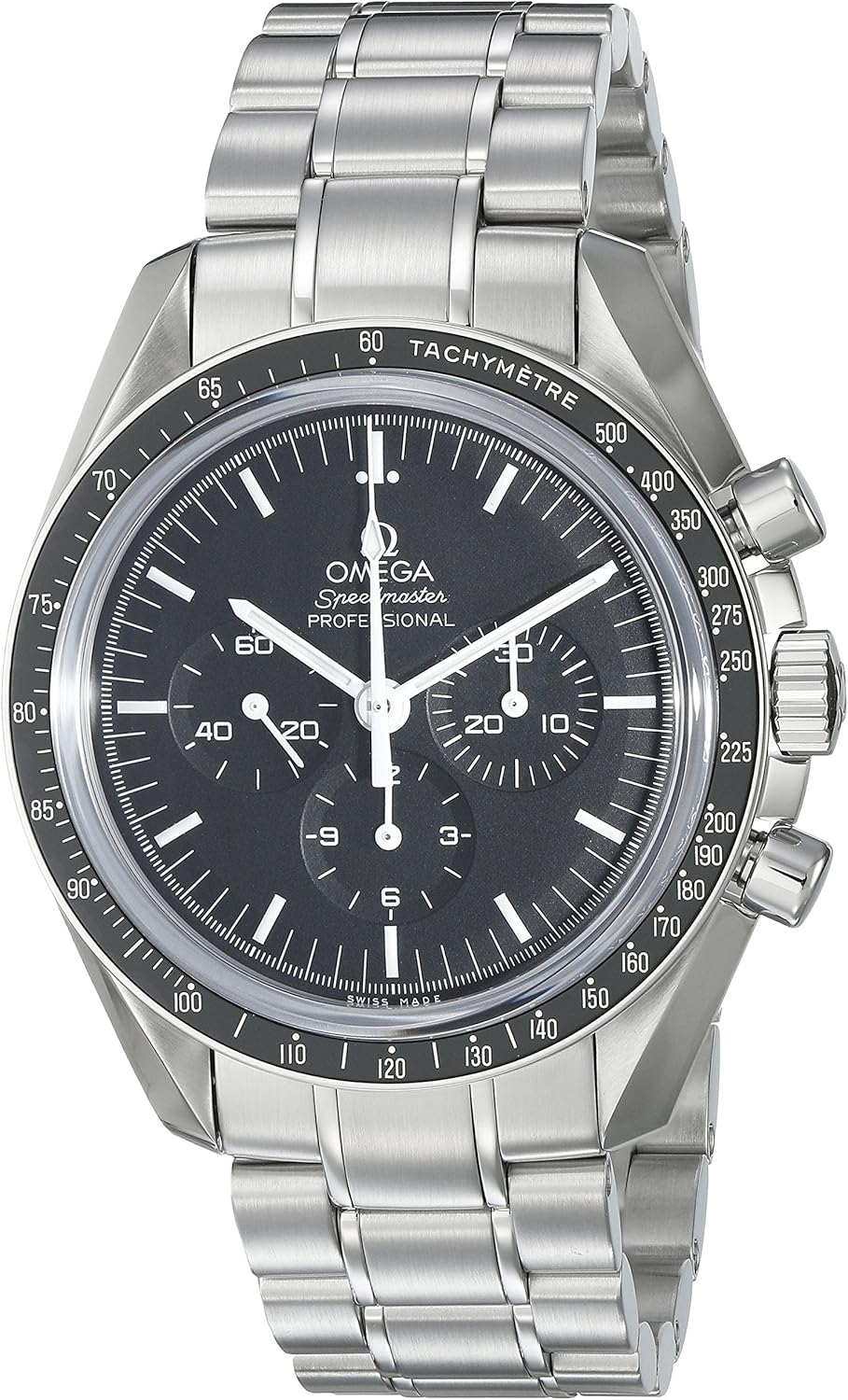Omega Men's 31130423001005 Speedmaster Analog Display Mechanical Hand Wind Silver with Black Dial Watch