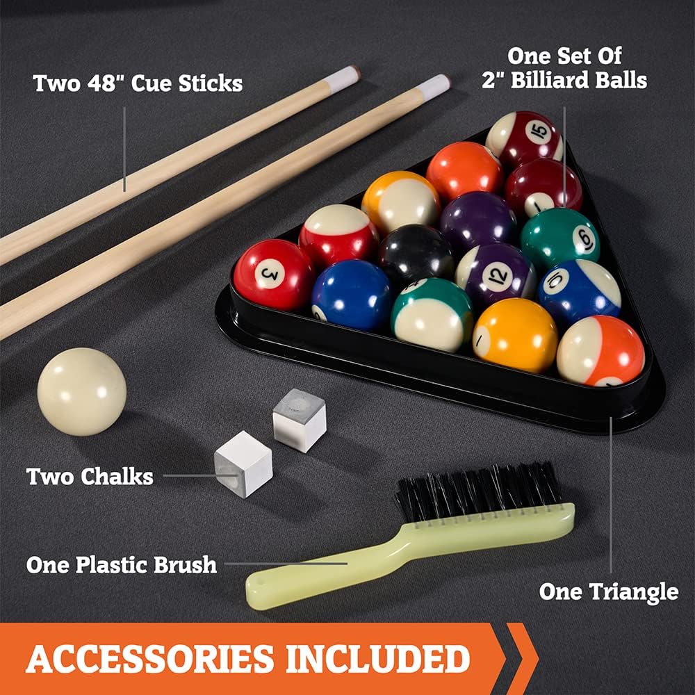 Billiard Tables Multiple Styles, Pool Tables with Preassembled Playfields and Complete Billiard Accessory Set, Perfect for Family Game Room