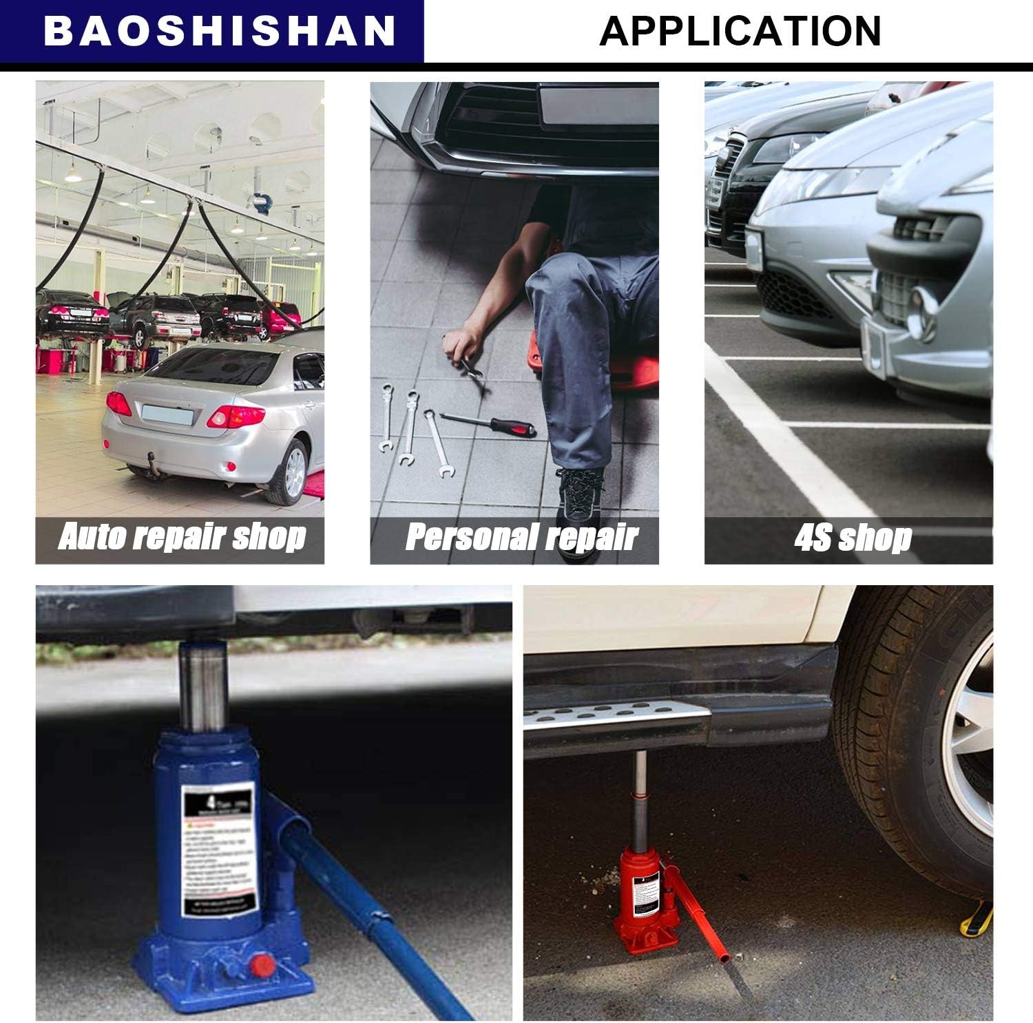 BAOSHISHAN 3 Ton Double Ram Bottle Jack 6-1/2 to 16-1/2 Lifting Range Portable Hydraulic Jack with Carrying Case