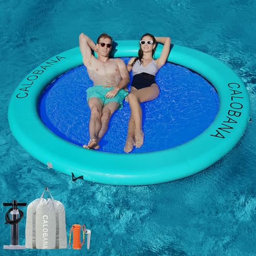 Round Floating Ring Inflatable Water Hammock Heavy Duty River Floats Lake Raft for Adults Tanning Pool Lounger Float Island Platform Pad Mat for Party