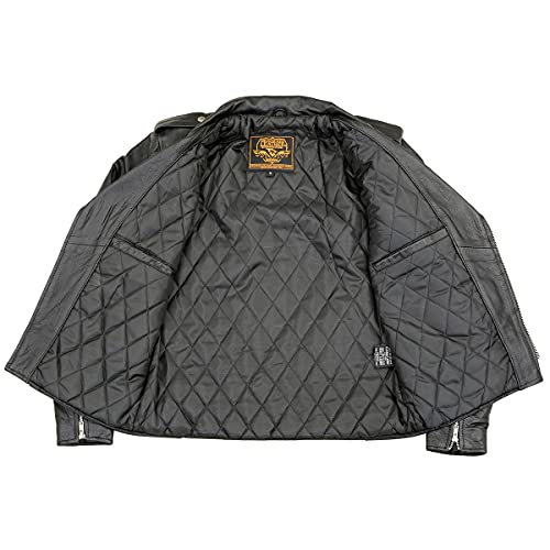 Milwaukee Leather LKM1781 Men's The Legend Classic Police Style Black Leather Motorcycle Jacket w/Quilted Liner