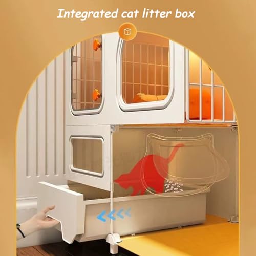 Cat Cage with Cat Litter Box, Large 2/3 Tier Cat Playpen Cat Kennels, Indoor Cat Playpen for Small Animal, Exercise Place Ideal for 1-3 Cat, 49
