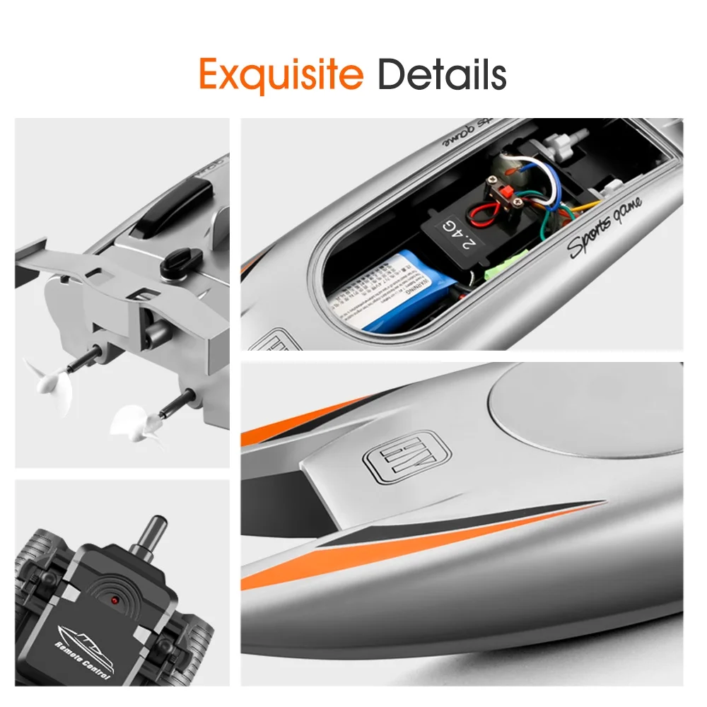 RC Boats for Kids Adult 25KM/H High Speed Racing Boat 2 Channels Remote Control Boats for Pools Racing Boat