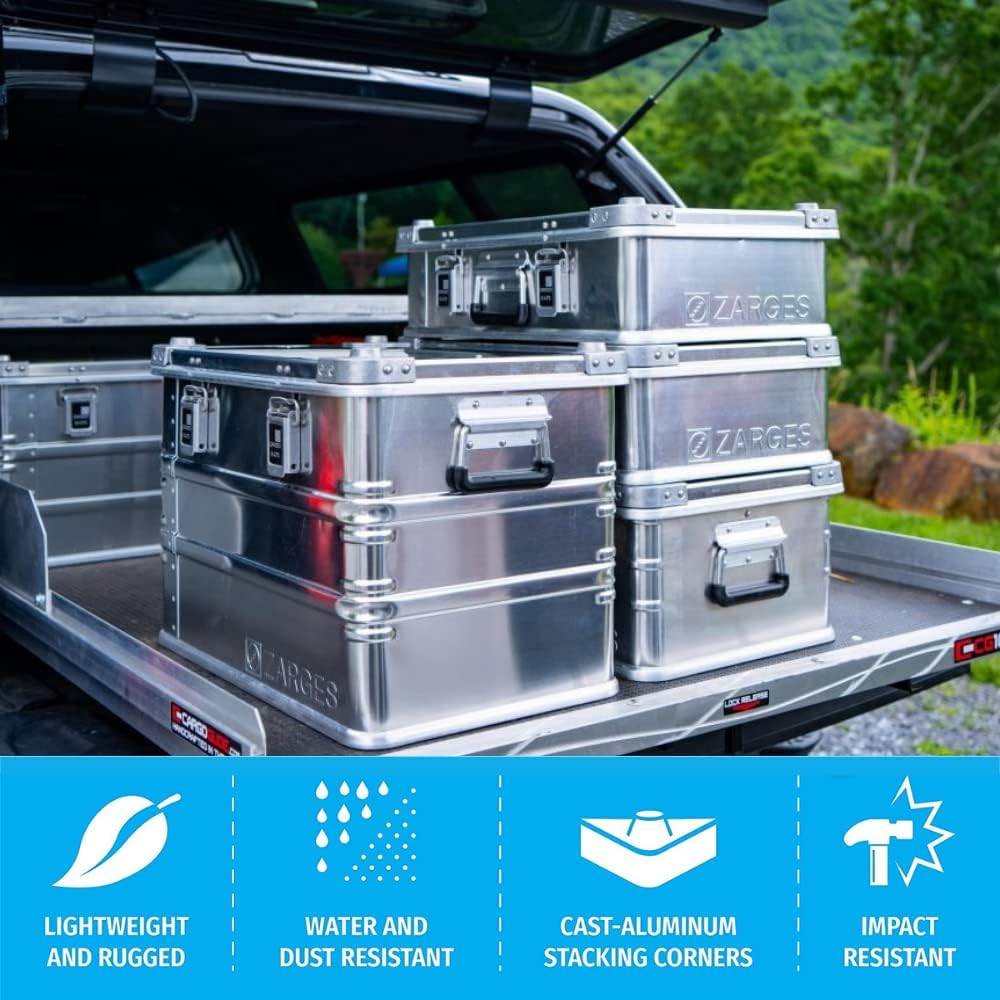 Zarges?K470 Aluminum Hard Protective Carrying Case, Portable Stackable Storage, Customizable Safe Lock Box, Dust and Water Resistant (44.1 x 28.3 x 18.9 Inches)