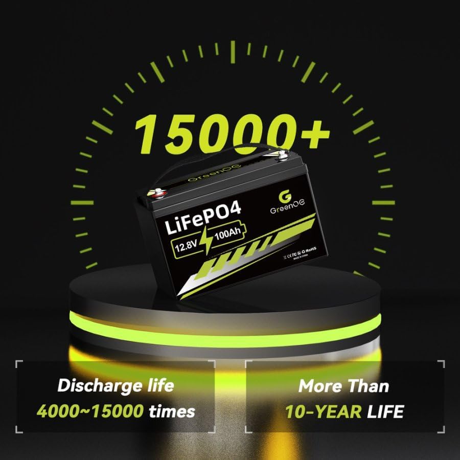 12V 100Ah LiFePO4 Battery Group 31 With Built-in 100A BMS, 15000 Deep Cycles Rechargeable Lithium Battery Prefect for Solar System, Rvs, Marine, Vans, Trailer, Backup (12V 100Ah*2)