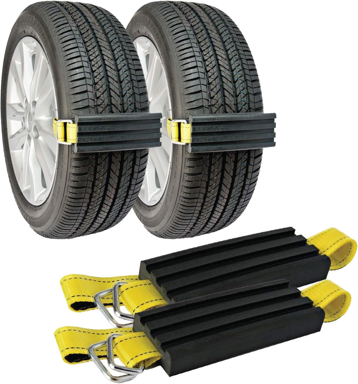 TRACGRABBER Tire Traction Device for Snow, Mud and Sand – for Cars and Small SUVs, Set of 2 – Easy to Install, Get Unstuck Fast – A Snow Traction Mat or Snow Chain Alternative Pack of 2