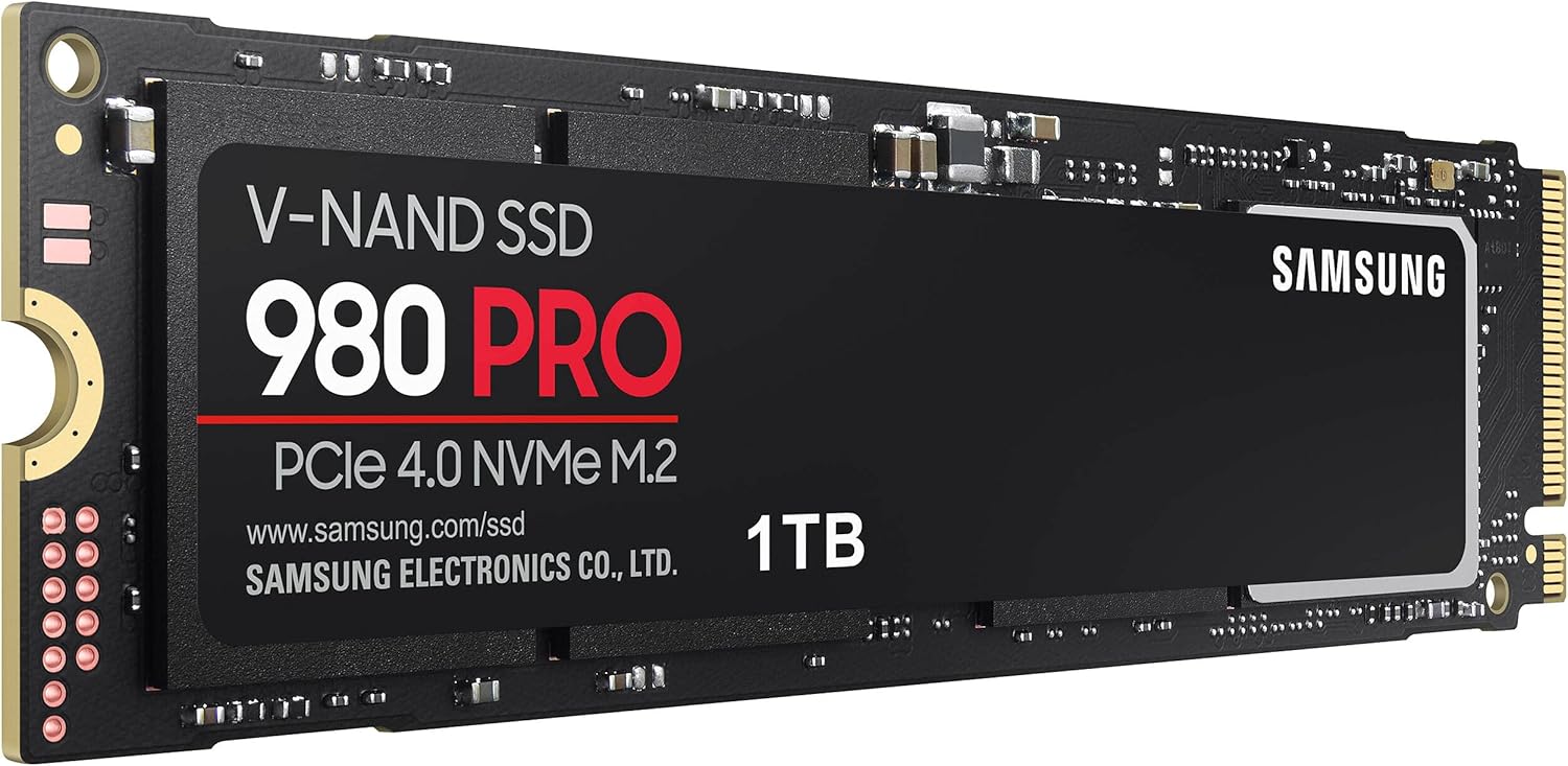 Samsung 980 PRO 1TB PCIe SSD - 7,000 MB/s 4.0 x 4 M.2 NVMe Gen4 Internal Gaming Solid State Drive with V-NAND Technology for Laptops Desktops and Crypto Chia Mining