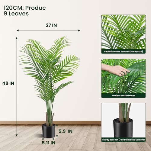 AnTing Artificial Areca Palm Plant Faux Tropical Tree 6FT, Fake Palm Tree Indoor Decor with 15Trunks for Home Office Garden Hotel Decor Gift（2pack）