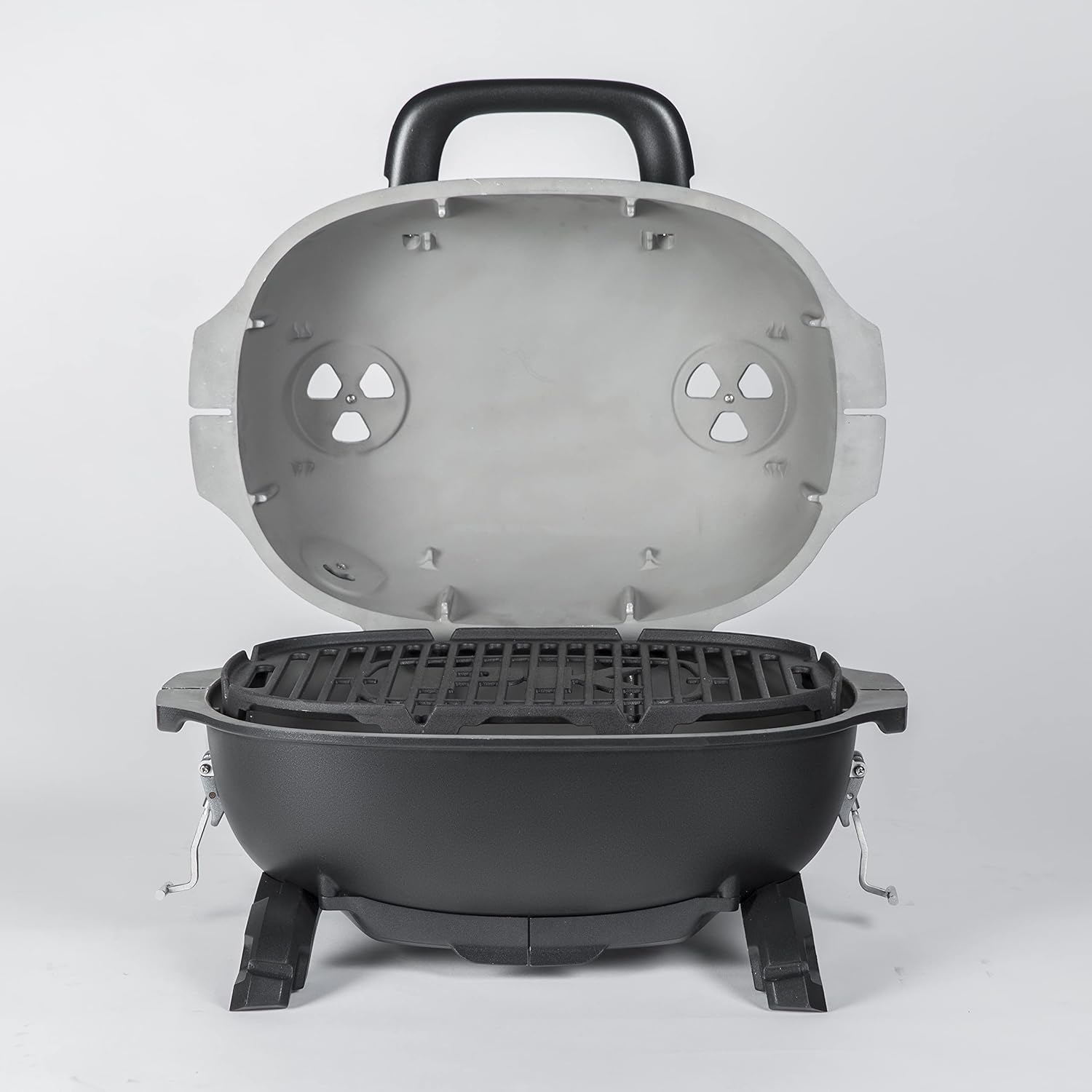 PK Grills PKGO Portable Charcoal BBQ Grill and Smoker with Lid, Cast Iron Aluminum Outdoor Kitchen Cooking Mini Barbecue Grills for Camping, Grilling, Tailgating, Grey PK PK200-SFL