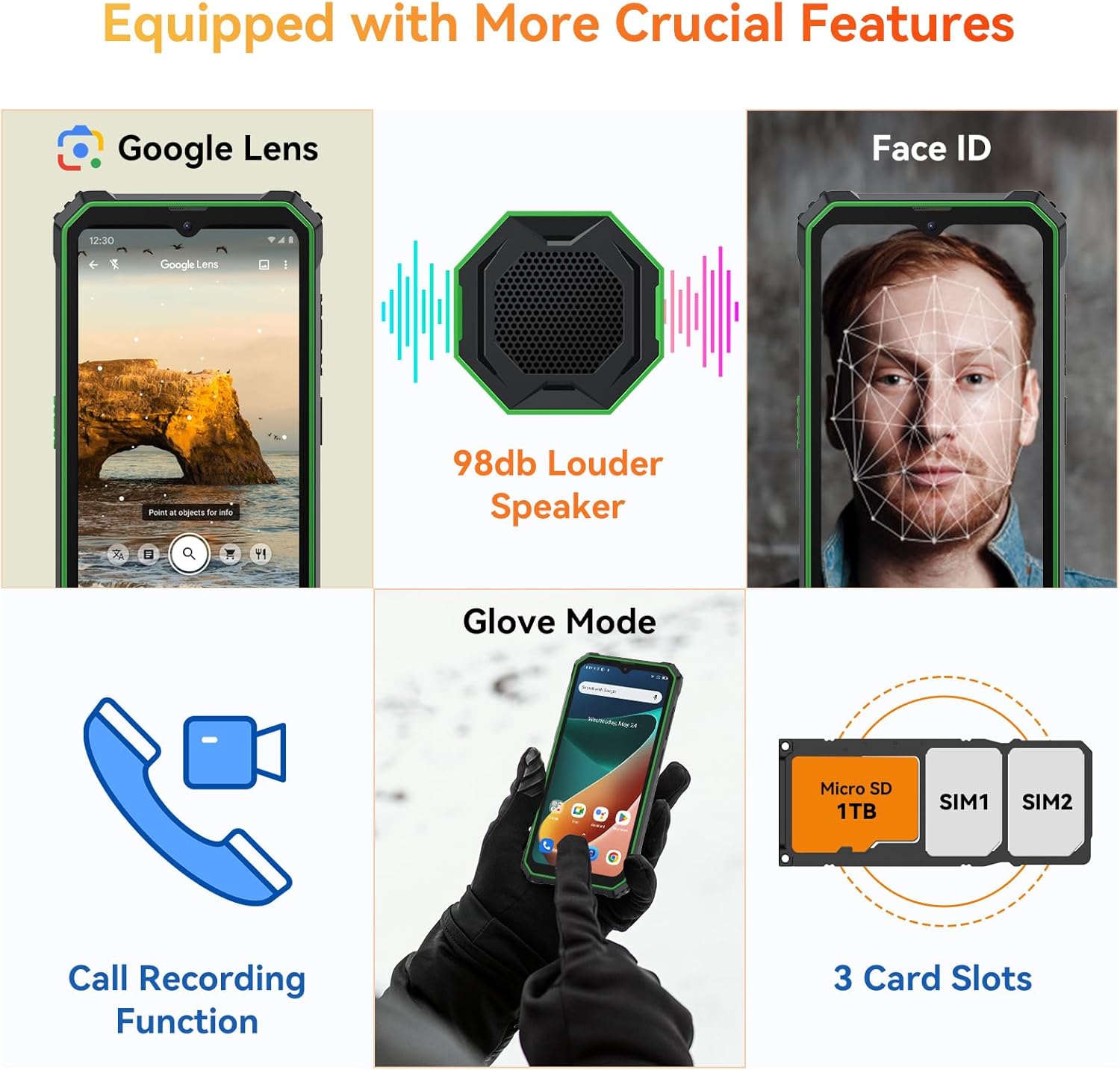 Blackview BV6200 Rugged Phones Unlocked 2024, Rugged Smart Phone 13000mAh 18W Charge, 6.56" Android 13, 8GB+64GB/1TB Expand Rugged Phone, IP69K Waterproof, Three Card Slots, 4G T-Mobile/OTG