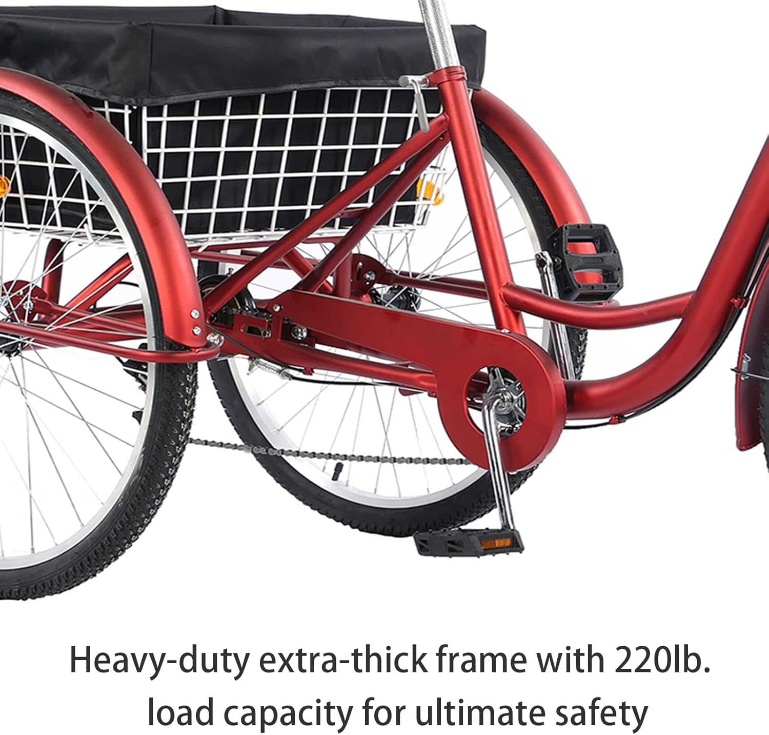 Adult Tricycle, 7 Speed Tricycles for Adults, 26 Inch Cruise Trike, Three Wheel Bikes with Large Basket & Low-Step Through Frame & Lock Kit, for Seniors, Women, Men, Dogs Beach