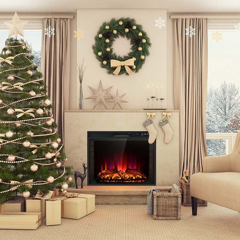 26′′ 1500W Electric Fireplace Insert, Recessed Electric Fireplace Heater with Adjustable Flame Effect