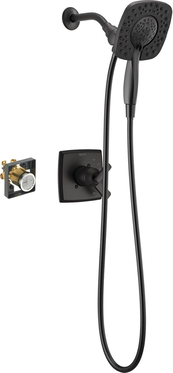 DELTA Ashlyn 17 Series Dual-Function Shower Trim Kit with 2-Spray Touch-Clean In2ition 2-in-1 Hand Held Shower Head with Hose, Stainless T17264-SS-I (Valve Included)