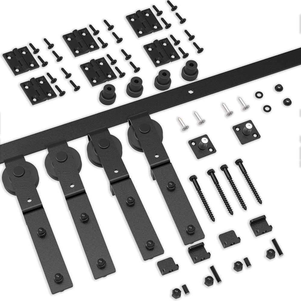 Ltiyitl Bi-folding Sliding Barn Door Hardware,Smoothly and Quietly-heavy Duty -simple and Easy to Install for 4 Doors Hardware Kit-basicj