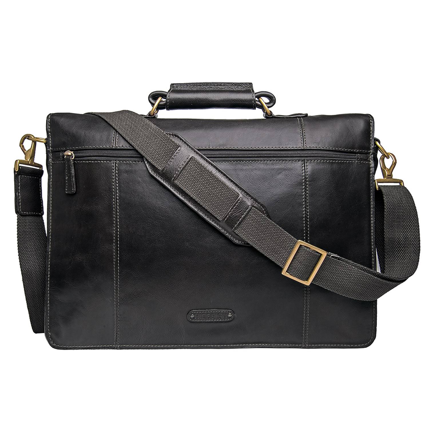 Hidesign Parker Leather Laptop Briefcase Black