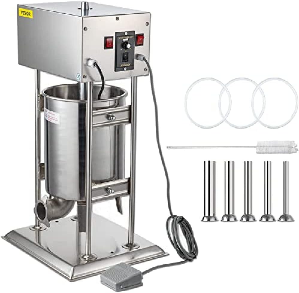 Happybuy Electric Sausage Stuffer 10L/22LB Capacity, Vertical Meat Stuffer Variable Speed, Stainless Steel Sausage Filler with 4 Sausage Tubes for Commercial and Home Use