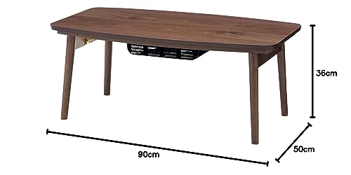 AZUMAYA Kotatsu Heater Folding Legs Table W36.0 x D20.0 x H14.5 Inches Natural Oak and Rubber Wood Material Home and Living Herringbone Pattern Table Top Wood Brown Color KT-111