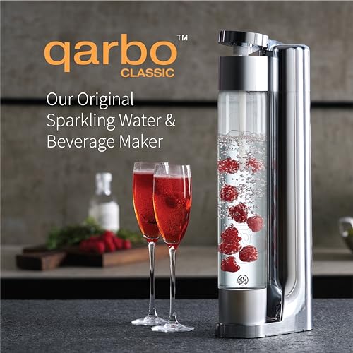 Twenty39 qarbo CLASSIC Sparkling Water Maker Machine - Soda Beverage Carbonator for Home, Seltzer & Carbonated Beverage Dispenser, Water Carbonation Fizz Maker (Metallic Red)
